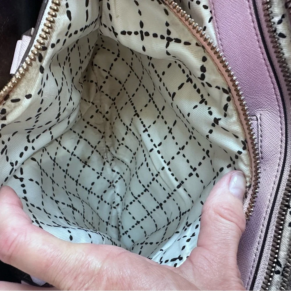 Kate Spade Light Pink Satchel with Floral and butterfly  Design 100% leather
